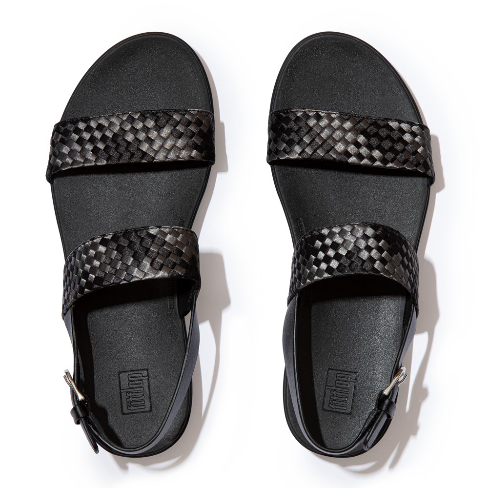 Fitflop Womens Sandals Black - Barra Silky-weave Back-strap - ON7925603